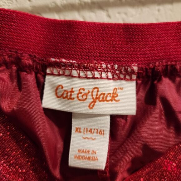Cat & Jack Girls Holiday Sparkle Sequin Skirt Red Size 14/16 - Picture 4 of 4